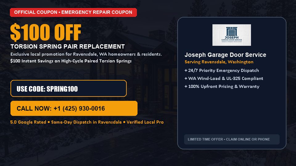 Joseph Garage Door Service $100 OFF Dual Torsion Spring Replacement