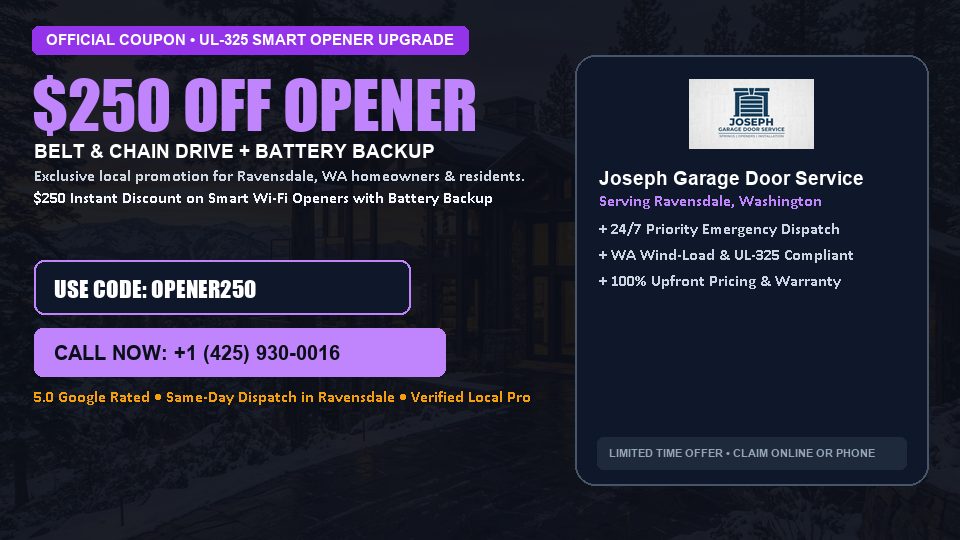Joseph Garage Door Service $250 OFF Premium LiftMaster Opener Installation in Ravensdale, WA